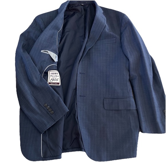 Jos. A. Bank Other - Jos A Bank Men's Brrr Comfort Plaid 40R Blazer Jacket Wool Spandex Stretch Blue